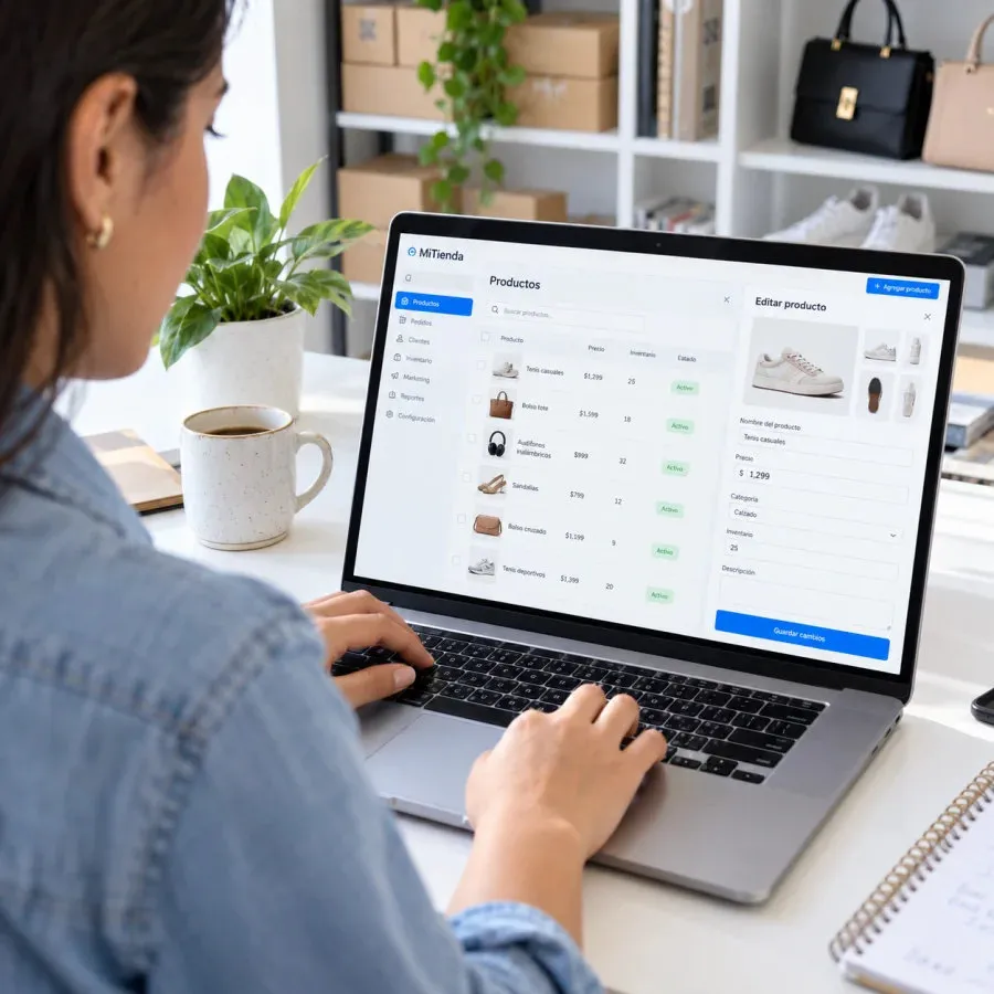Administración de productos, fotos, precios y categorías desde un panel de tienda virtual