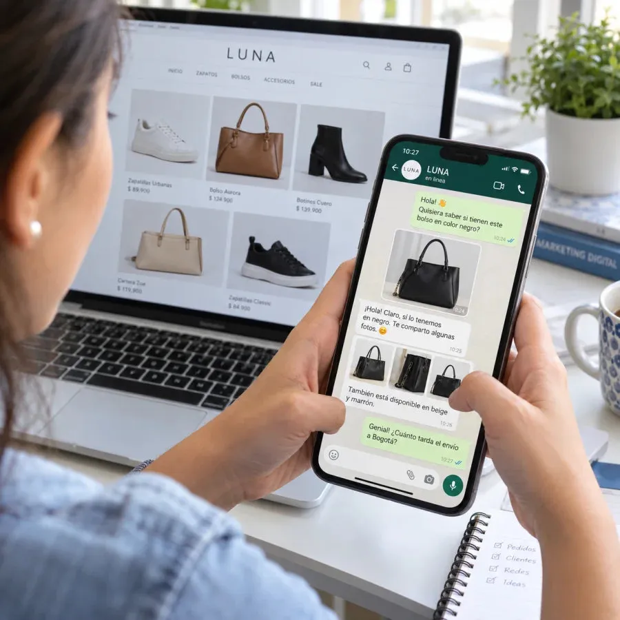 Atención por WhatsApp para resolver dudas sobre productos de una tienda virtual